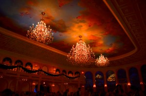 We learned the cherubs in the ceiling's painting are likenesses of the Imagineer's grandchildren.