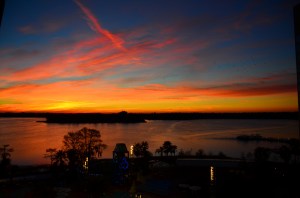 A gorgeous sunrise view from Bay Lake Tower.