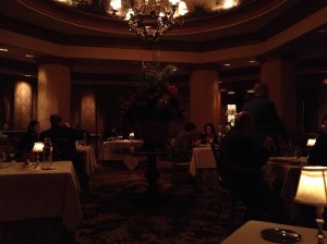 The photo is a bit dark, but you can get a sense of the dining room's coziness.