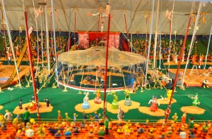 Hard to tell from the photo, but the model had moving parts - acrobats, animals, etc.