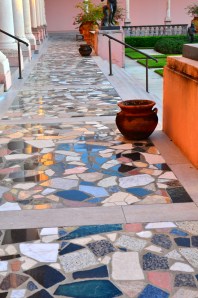The art museum boasts an ornate and beautiful patio.