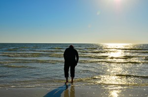 A first dip in the Gulf.