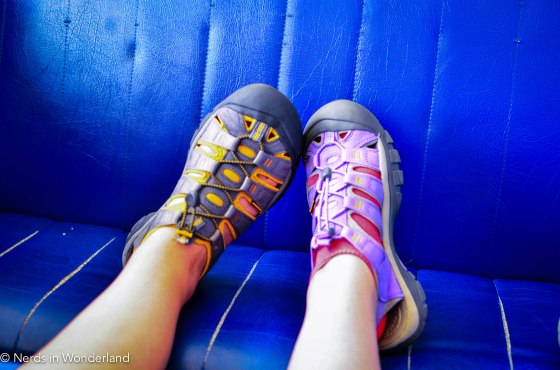 Nerds on vacation - in our matching shoes to boot.