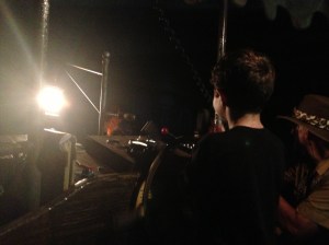 Young skipper Ben drives the boat.