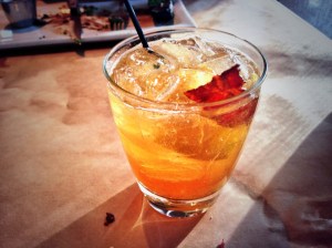 The RP old fashioned, complete with bacon-infused vodka and a bacon garnish. I'm over the bacon fad, but have to admit this was fabulous.
