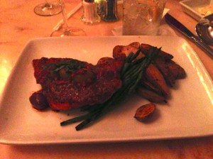 CP's chicken dish. She proclaimed it "all right," and then suffered heartburn for hours.