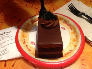 Post-Soarin' chocolate mousse cake.