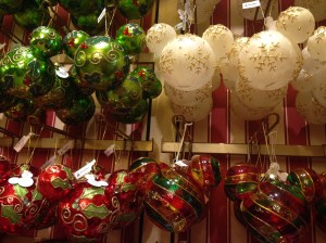 Christmas ornaments for sale at the Emporium.