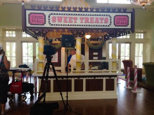 New style of gingerbread house went up at the BoardWalk this year. Not sure what they were filming?