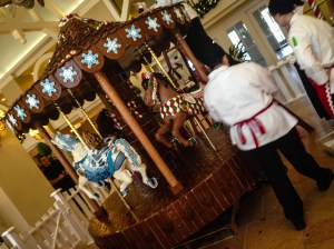 As in previous years, the Beach Club features a life-size gingerbread carousel.