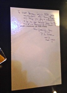 It's a bit hard to make out, but this is correspondence from P.L. Travers to Walt Disney, 1961.