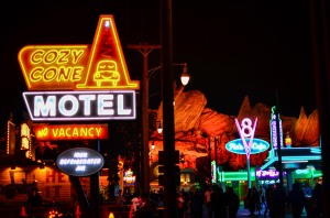 My shame for loving Cars Land persists, but look how nice it is at night!
